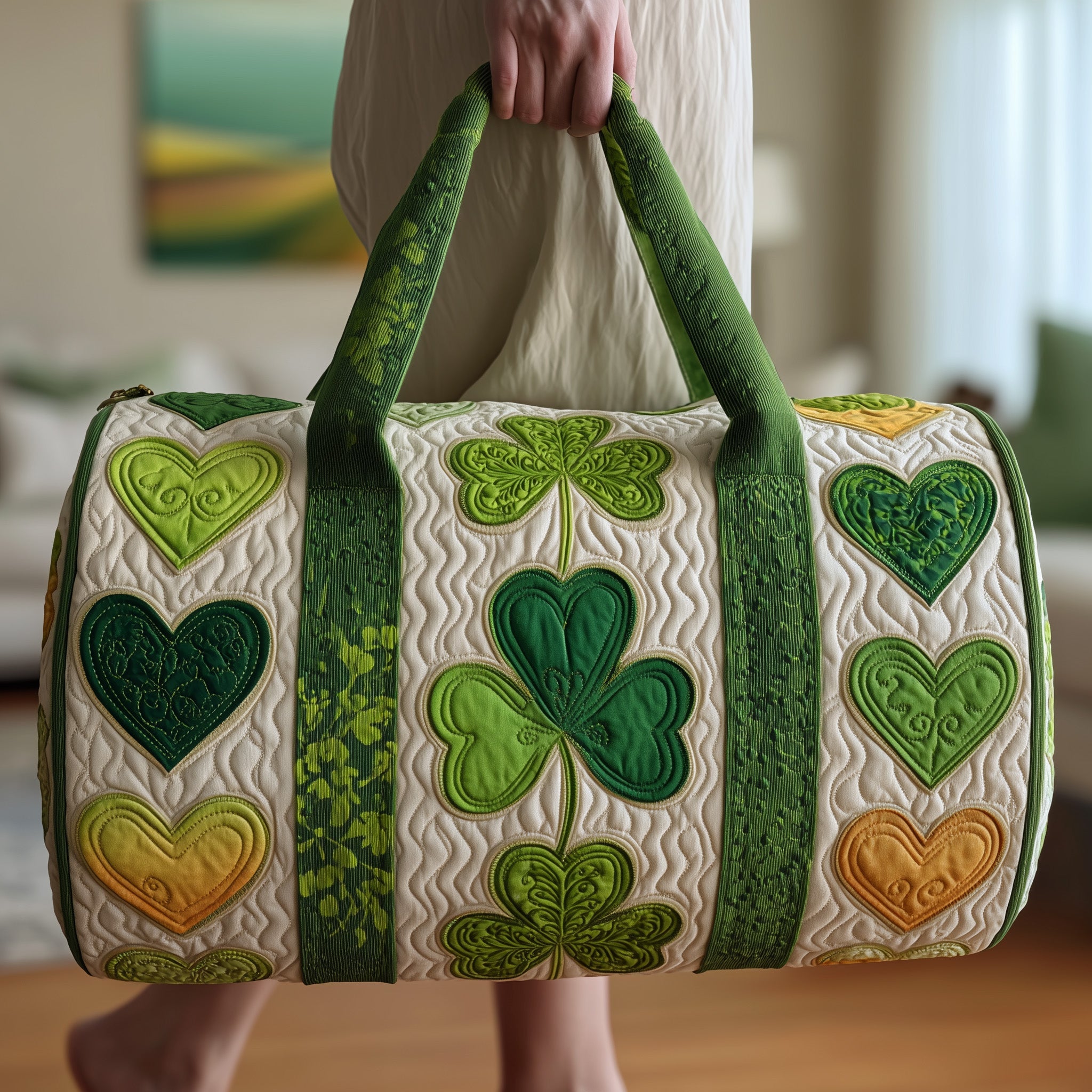 Irish Shamrock Quilted Duffle Bag Graduation Gift Idea