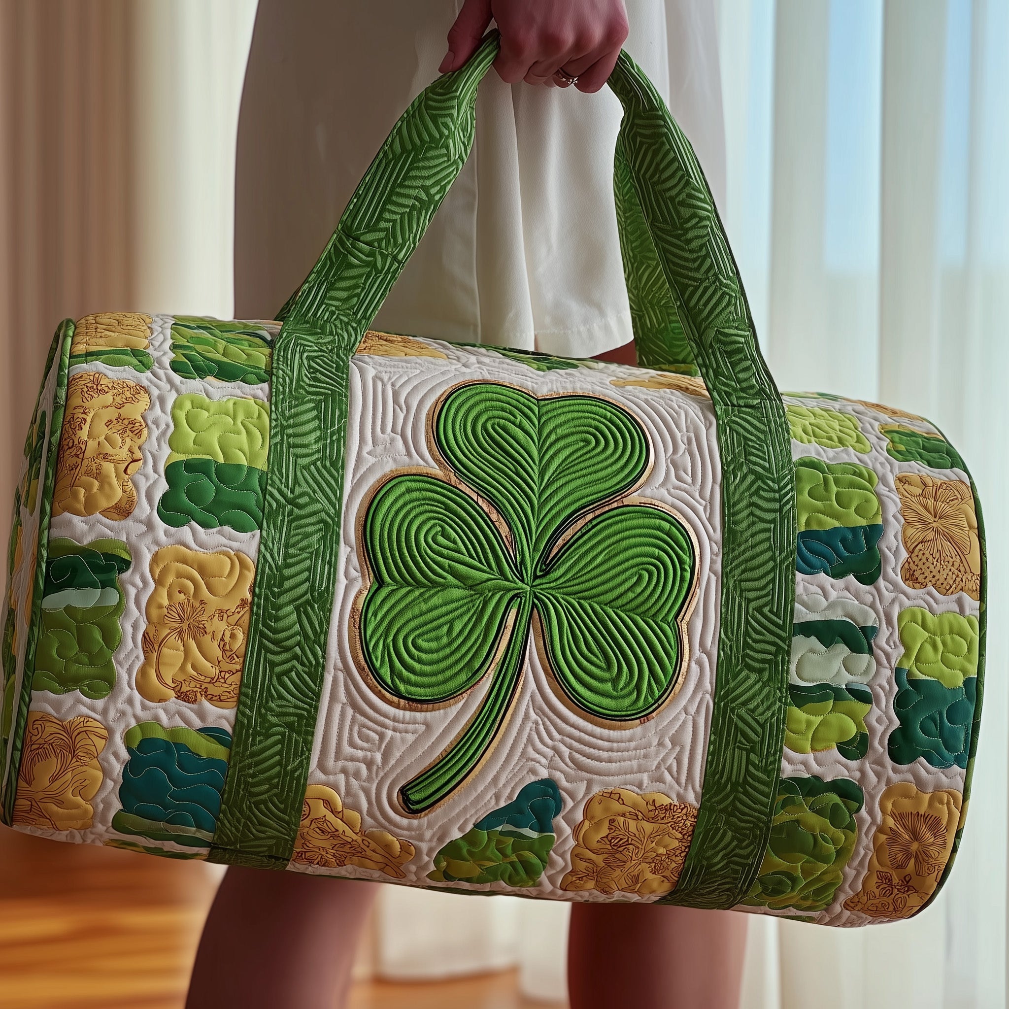 Irish Shamrock Quilted Duffle Bag Halloween Gift Idea