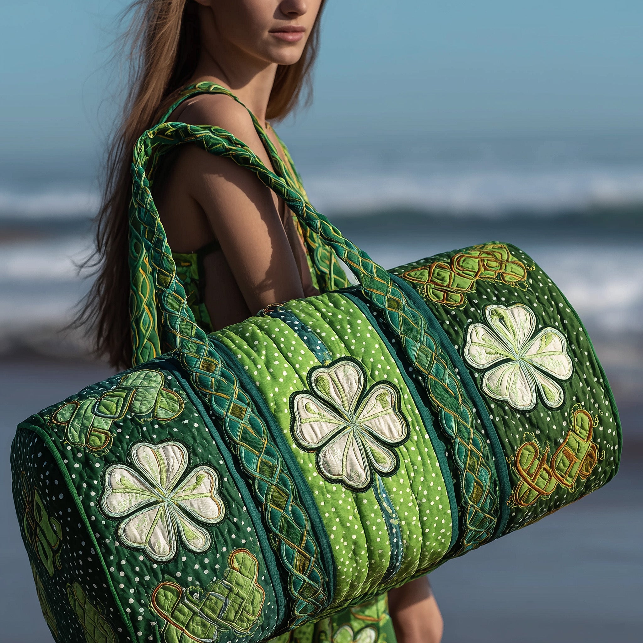 Irish Shamrock Quilted Duffle Bag Holiday Gift Idea