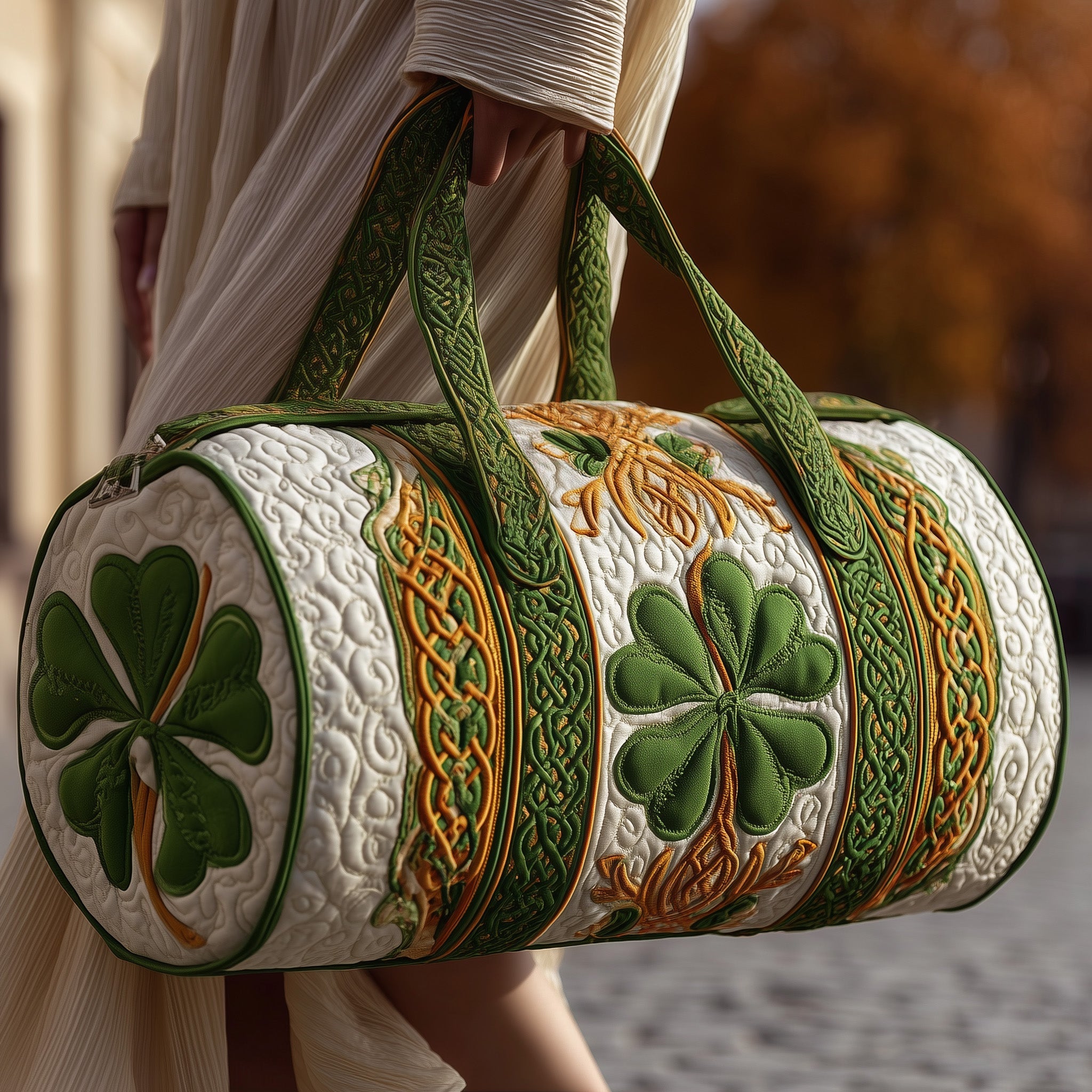 Irish Shamrock Quilted Duffle Bag Mother's Day Gift Idea
