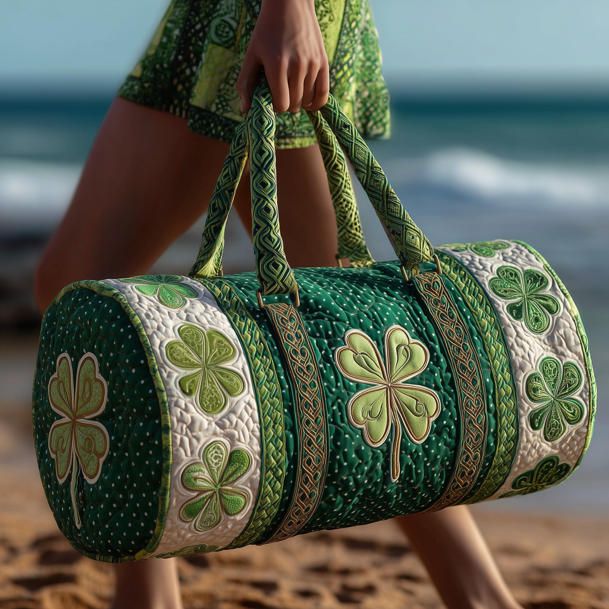 Irish Shamrock Quilted Duffle Bag New Year Gift Idea