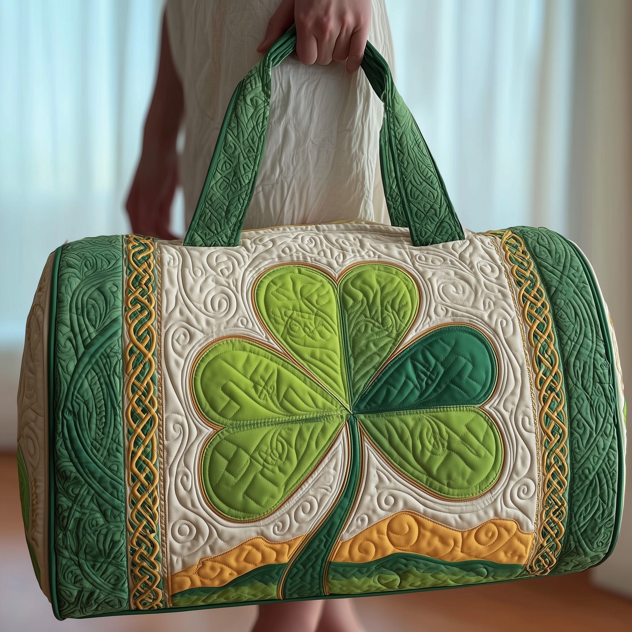 Irish Shamrock Quilted Duffle Bag Summer Vacation Essential