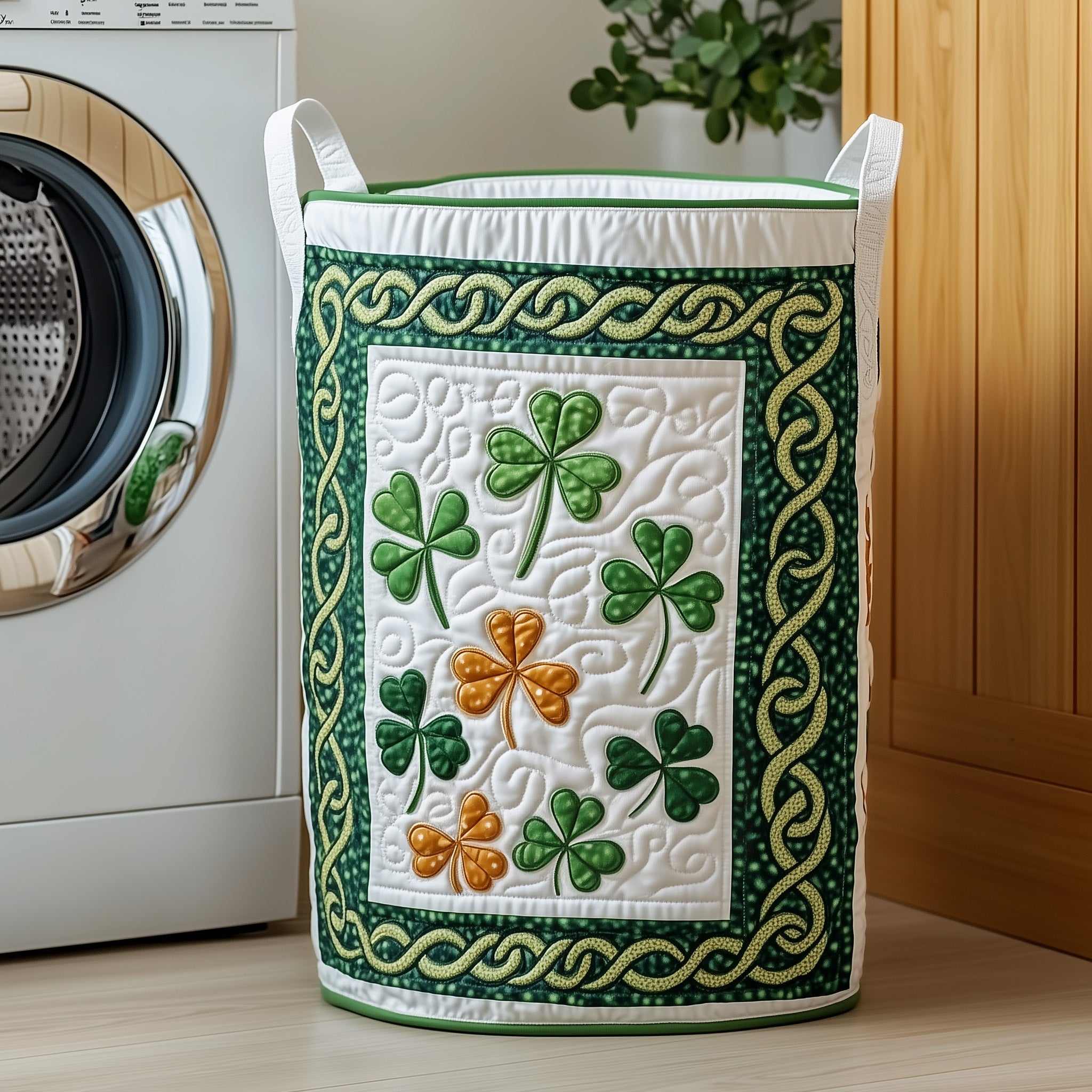 Irish Shamrock Quilted Laundry Basket Adorable Christmas Gift For Her