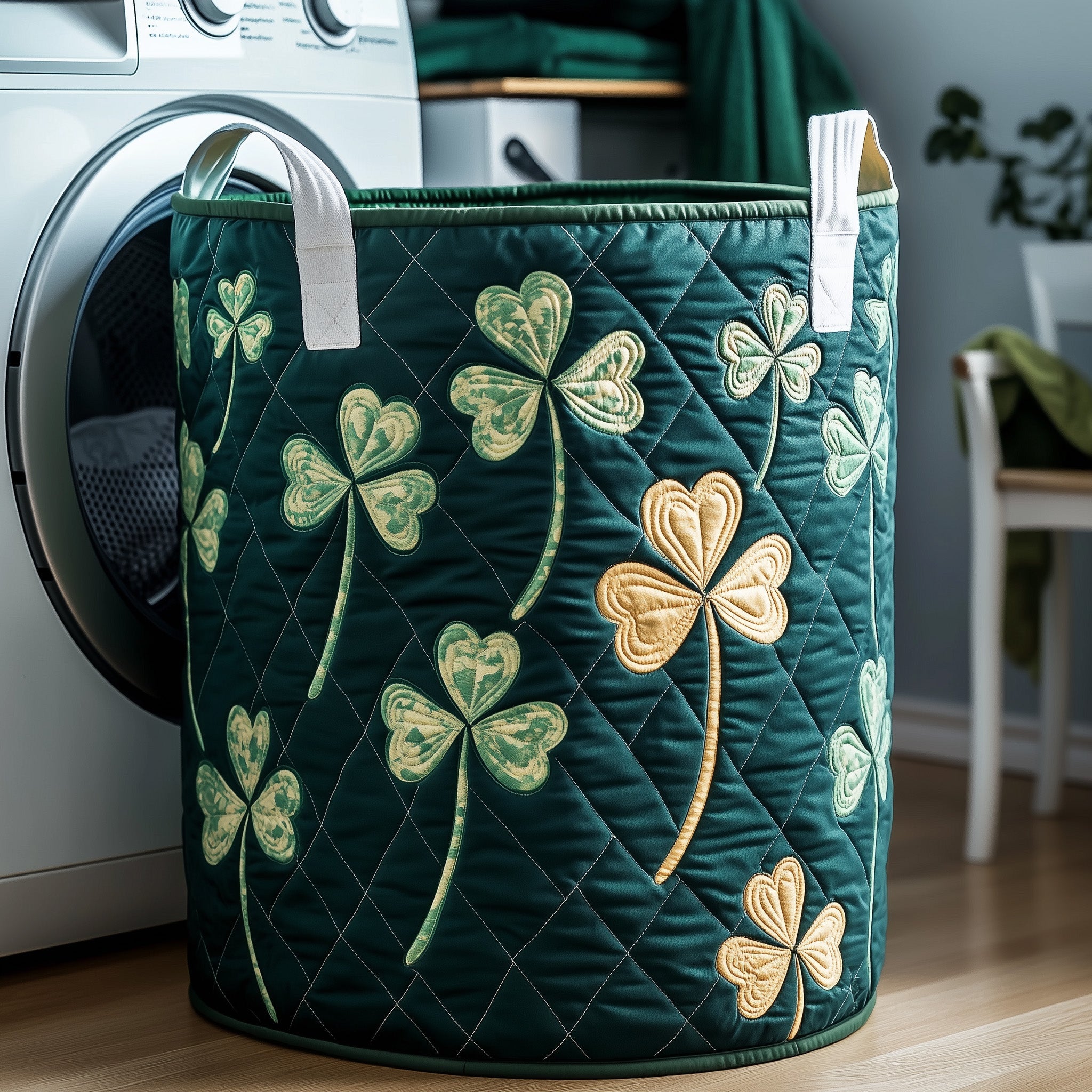 Irish Shamrock Quilted Laundry Basket Adorable Christmas Gift For Mom