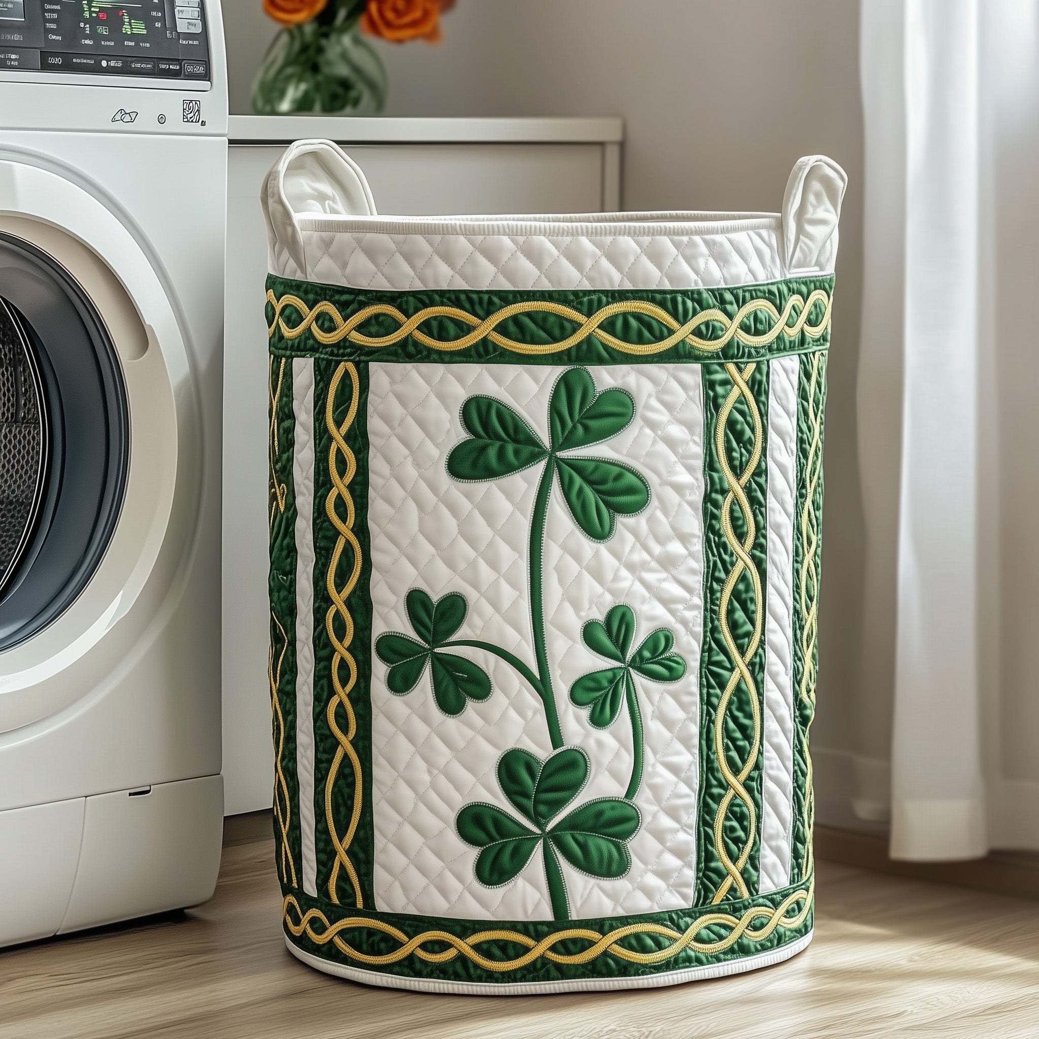 Irish Shamrock Quilted Laundry Basket Lovely Christmas Present For Enthusiasts