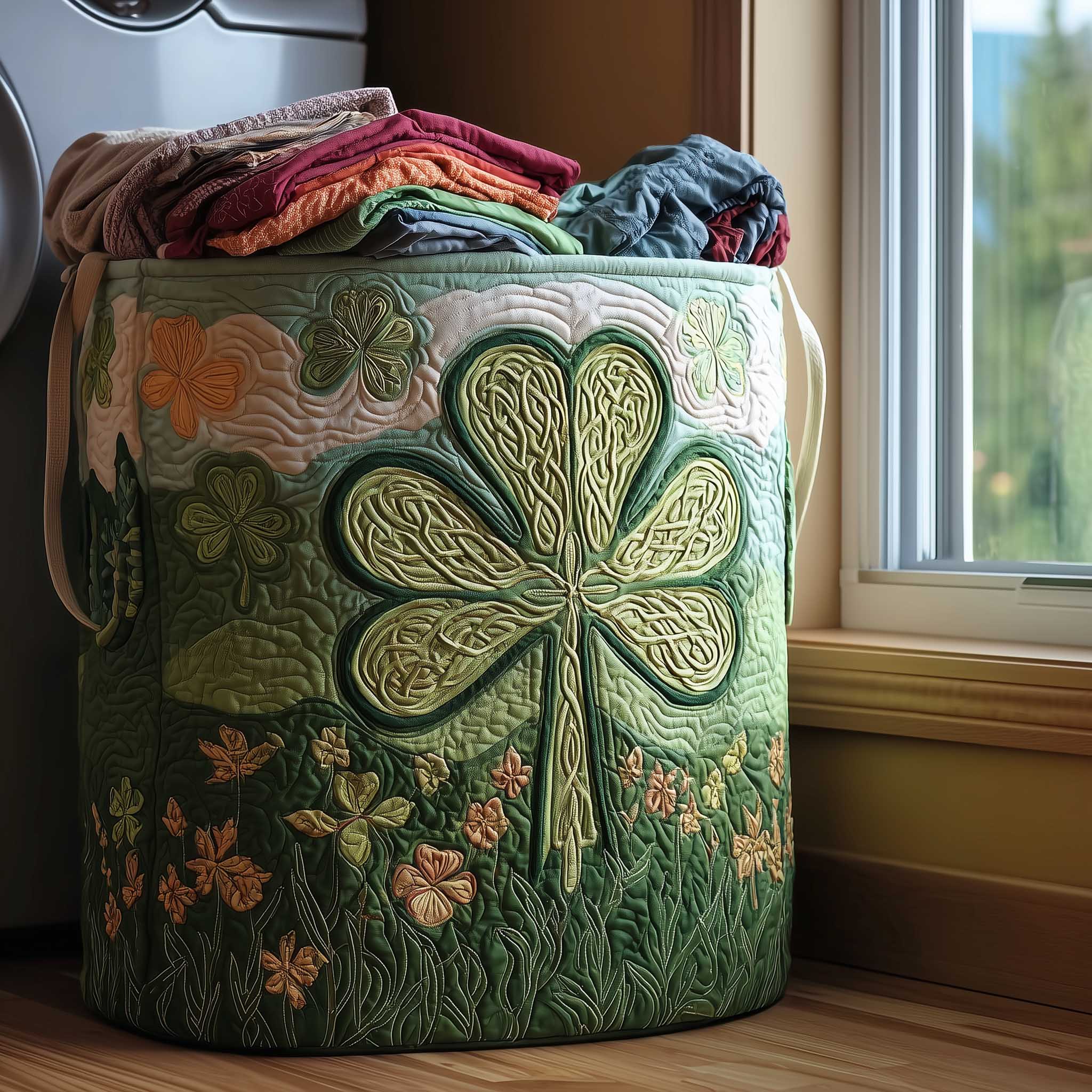 Irish Shamrock Quilted Laundry Basket Lovely Gift For Patrick Enthusiasts