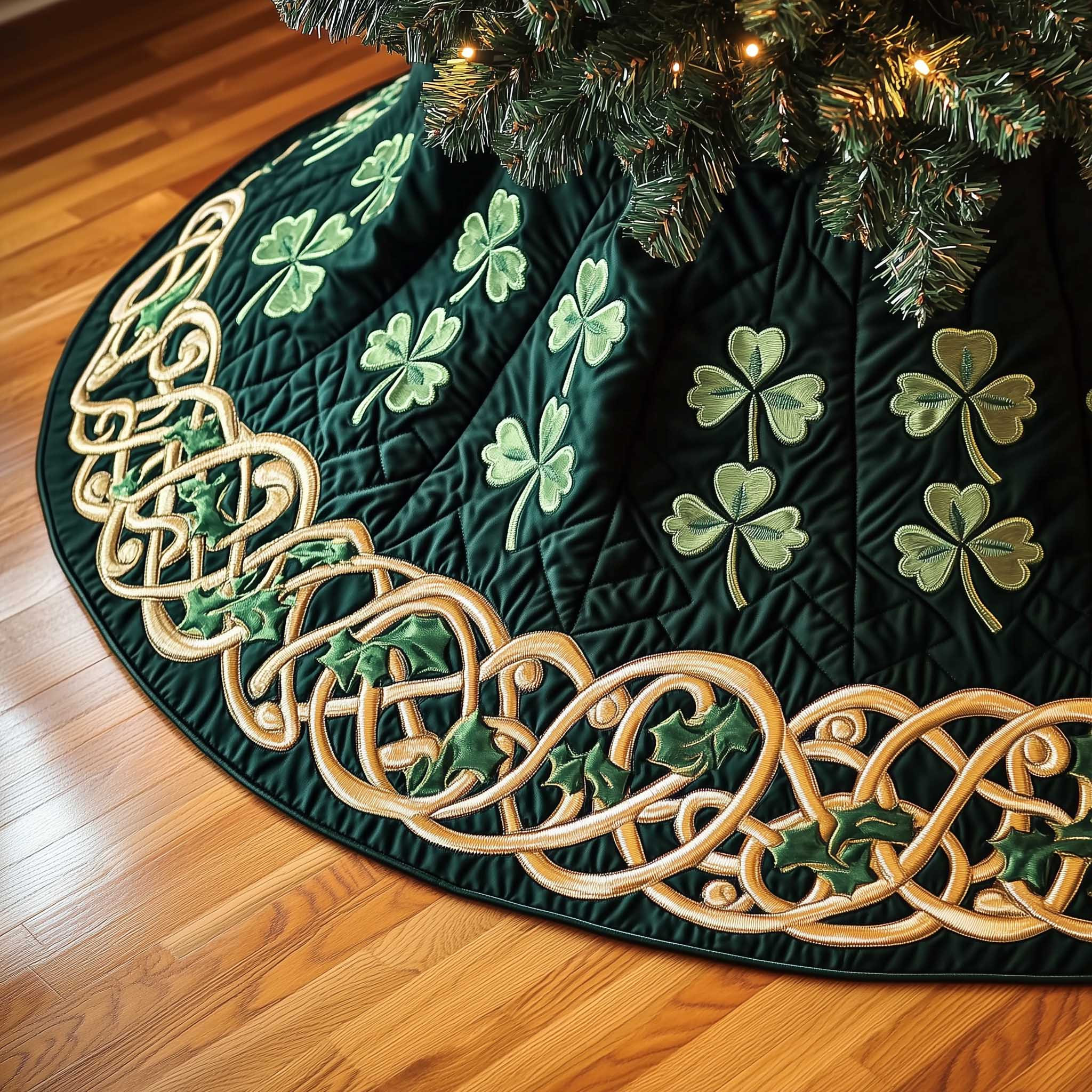 Irish Shamrock Quilted Tree Skirt Home Decor Trends Christmas Gifts For Patrick Day Lovers