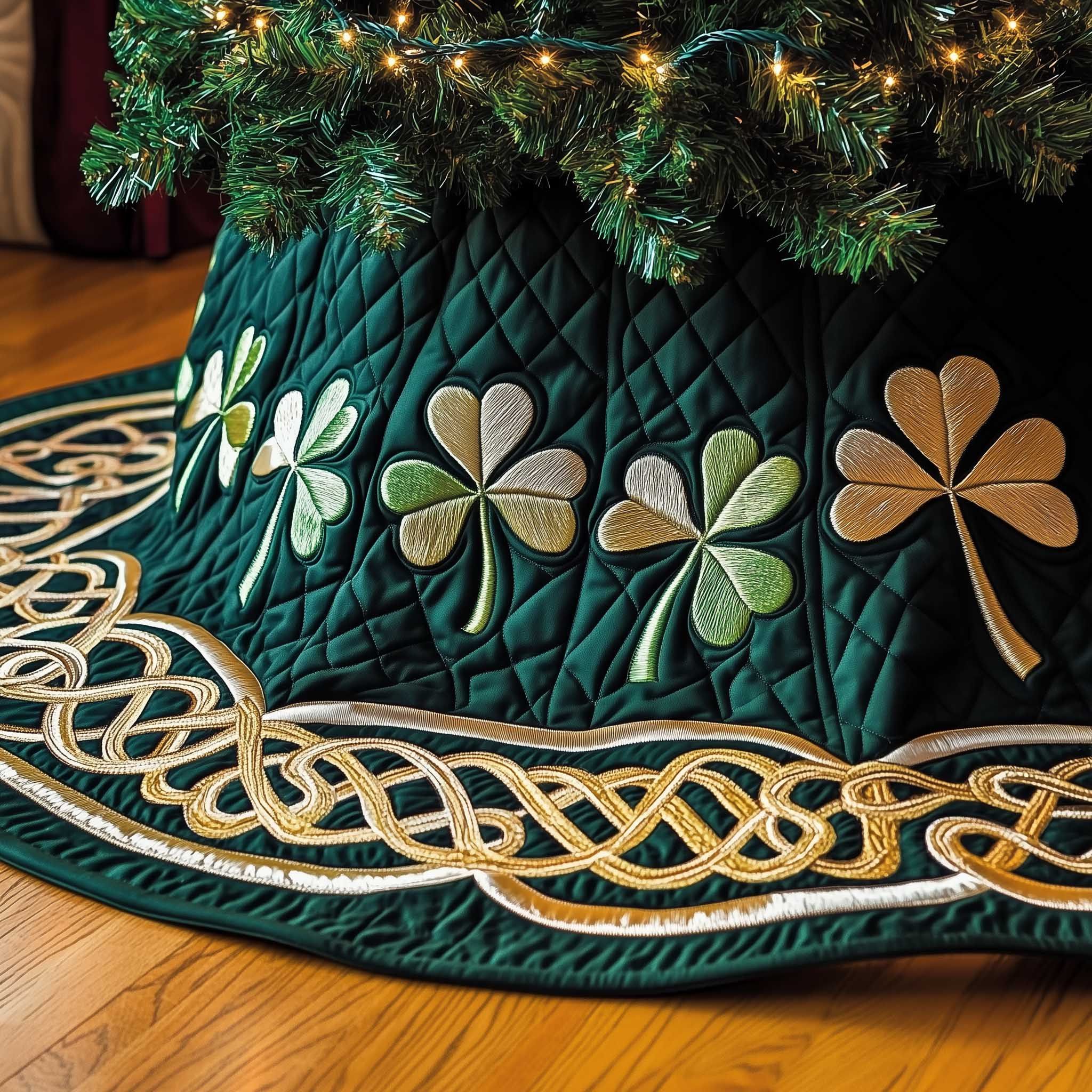 Irish Shamrock Quilted Tree Skirt St Patrick Day Pattern Stylish Home Accents Cool Gifts