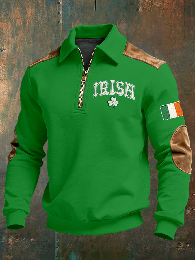 Irish St Patrick's Day Half Zip Polo Sweatshirt Ireland Pride St Patrick's Day Clothes Dad Gifts