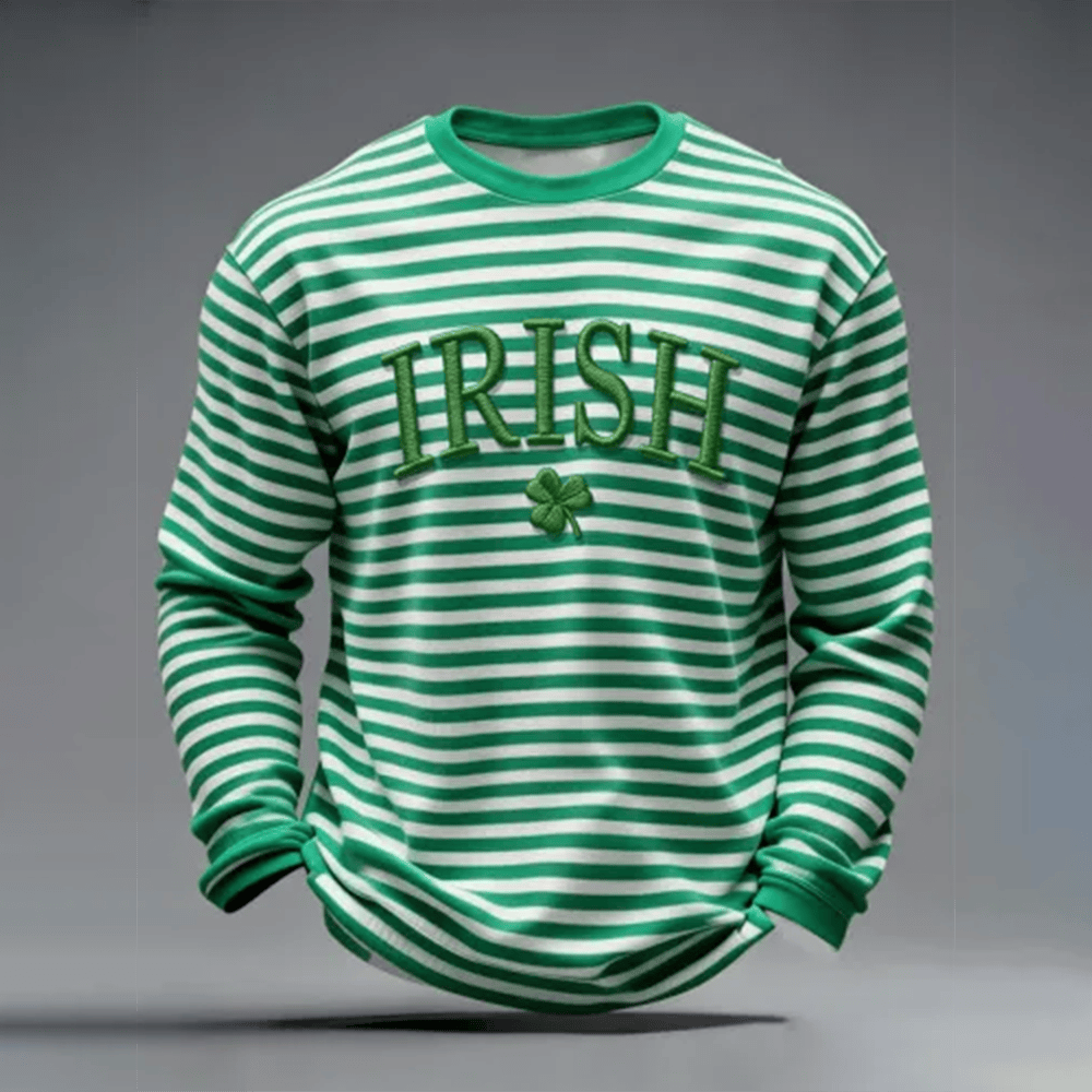 Irish St Patrick's Day Shamrock Art Long Sleeve Shirt St Patrick's Day Apparel Gift Idea