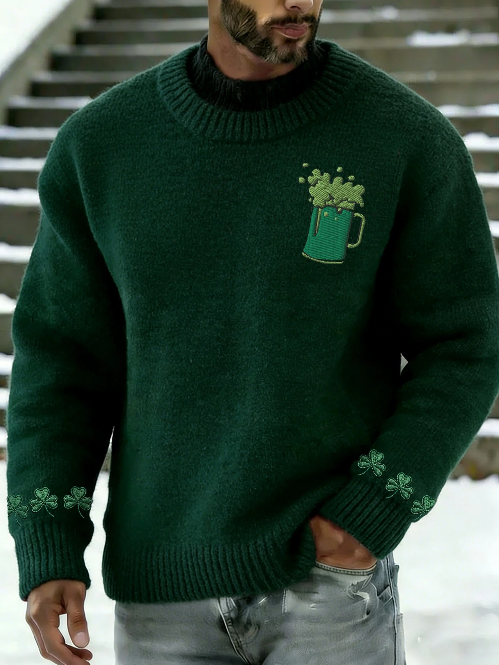 Irish St Patrick's Day Sweater Beer And Shamrock Shirt Mens Irish Festival Gifts