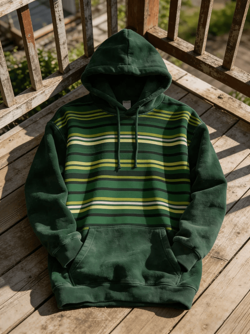 Irish Stripe Panel Hoodie St Patrick's Day Dark Green Yellow White Lucky Irish Party Outfit