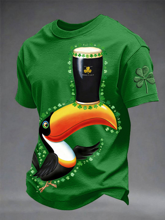 Irish Toucan Guinness Graphic T-Shirt St Patricks Day Green Shamrock Irish Pride Party Merch