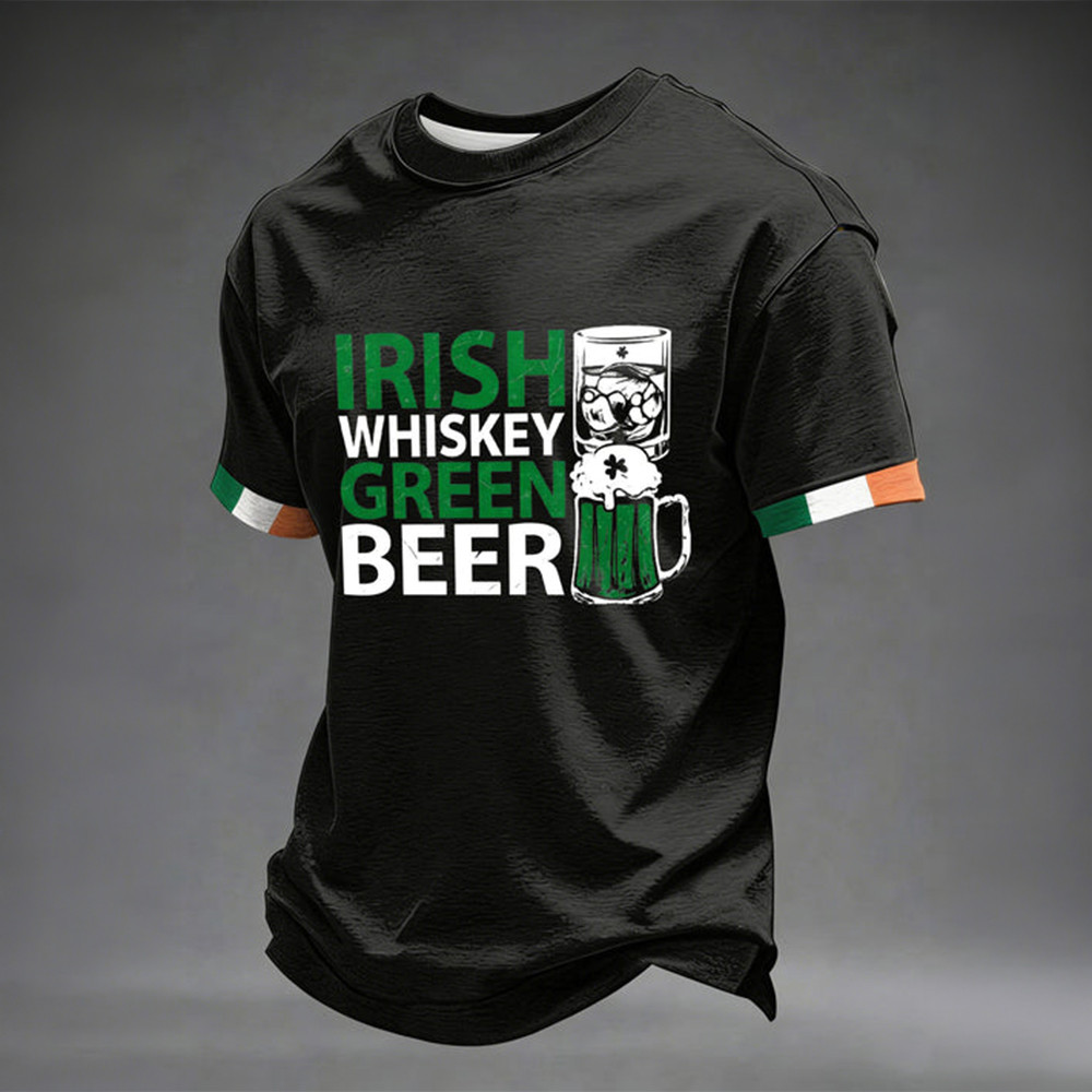 Irish Whiskey Green Beer St Patricks Day T-Shirt St Patrick's Day 2026 Shirt Present For Men