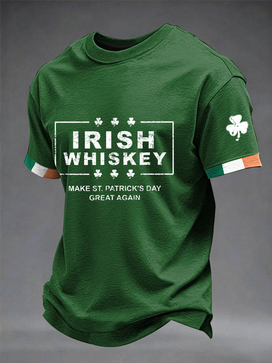 Irish Whiskey Make St Patricks Day Great Again Graphic T-Shirt Shamrock Funny Party Gift Ideas