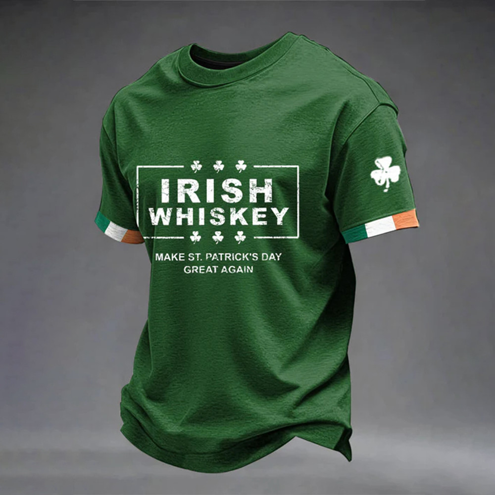 Irish Whiskey Shamrock Design T-Shirt Saint Patrick's Day 2026 Shirt St Patricks Stuff