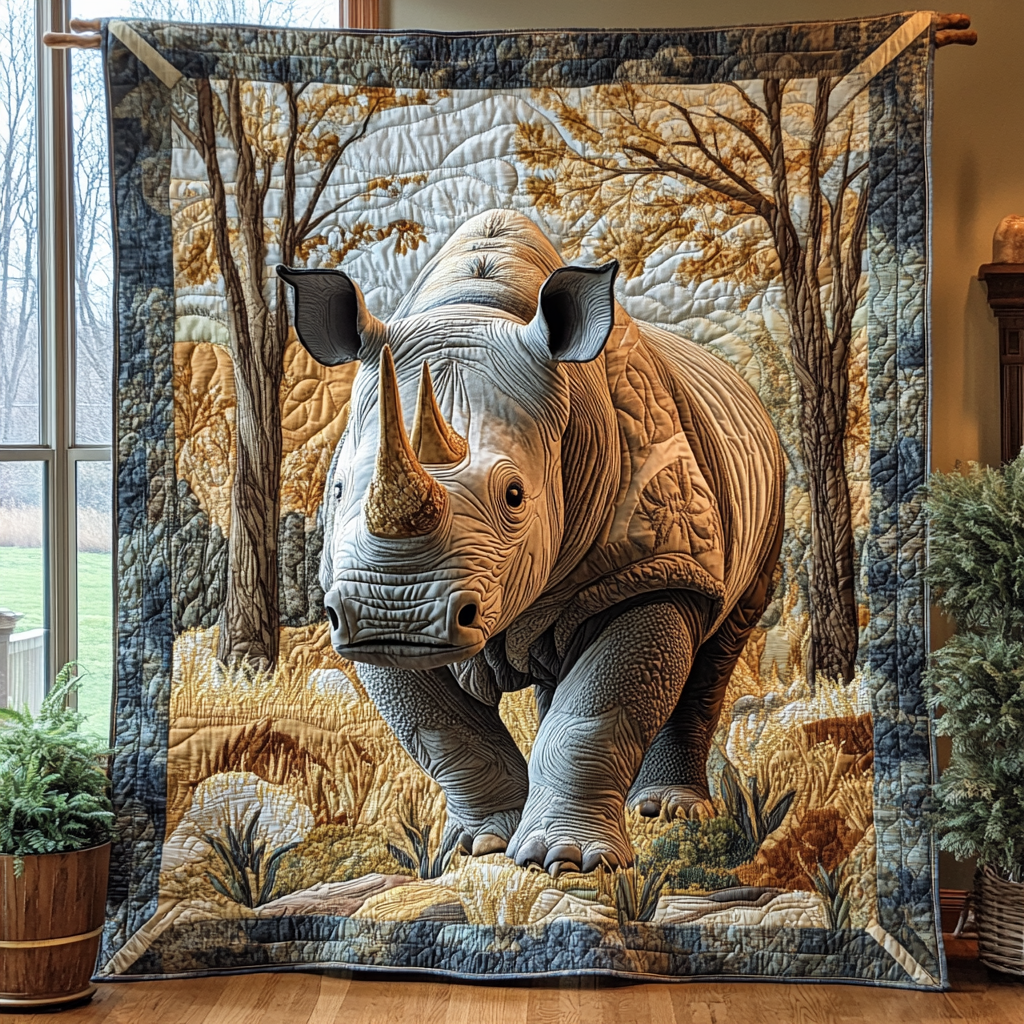 Iron Horn Quilted Blanket Xmas Holiday Rhino Gifts For Her