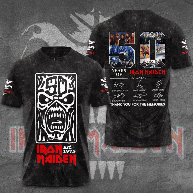Iron Maiden 1975 2025 Thank You For The Memories 3D Shirt Gifts For Fans