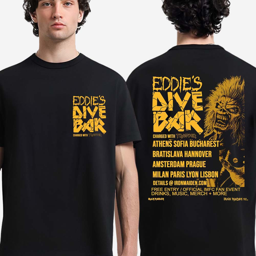 Iron Maiden Eddie's Dive Bar 2026 Tour T-Shirt Iron Maiden Tour Merch 2026 Fans Gift