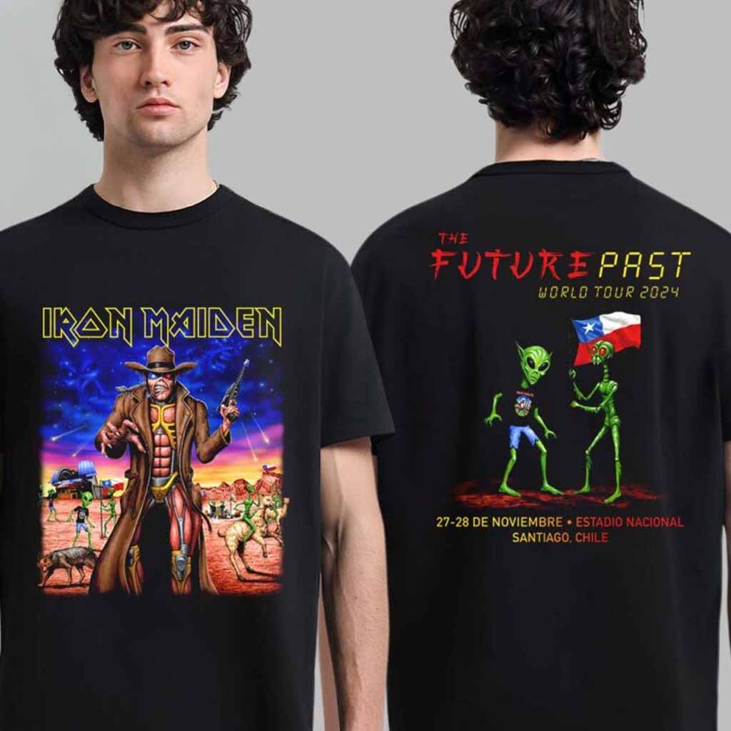 Iron Maiden Future Past World Tour 2024 Chile Merch Tee For Show In Santiago Chile At Estadio Nacional On 27 And 28 De Noviembre T-Shirt Fans Gifts Iron Maiden Future Past World Tour 2024 Chile Merch Tee For Show In Santiago Chile At Estadio Nacional On 27 And 28 De Noviembre T-Shirt Fans Gifts