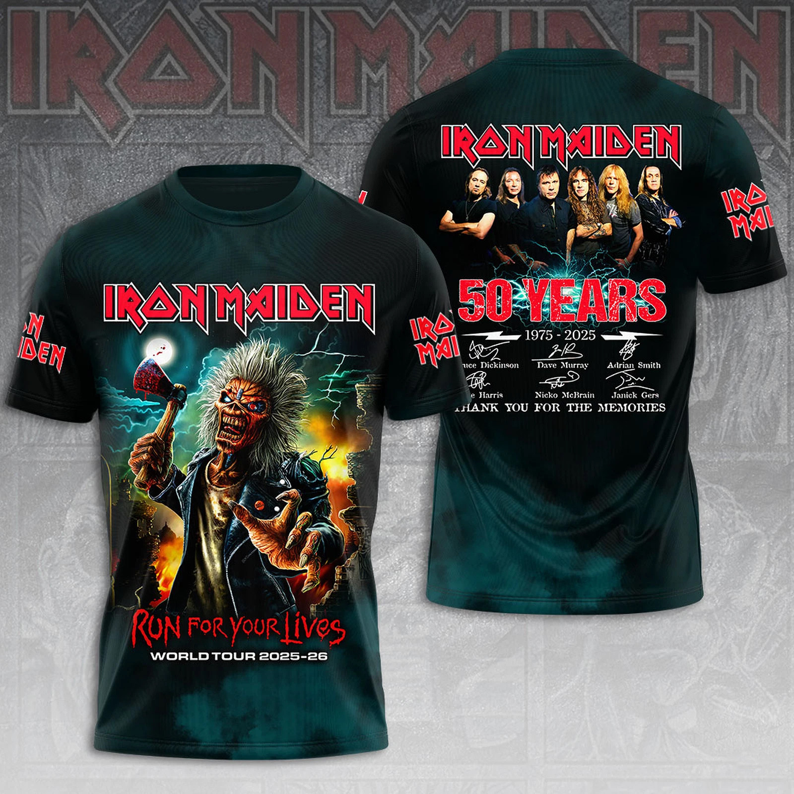 Iron Maiden Inspired Run For Your Lives World Tour 2025 Shirt Music Lovers Gifts