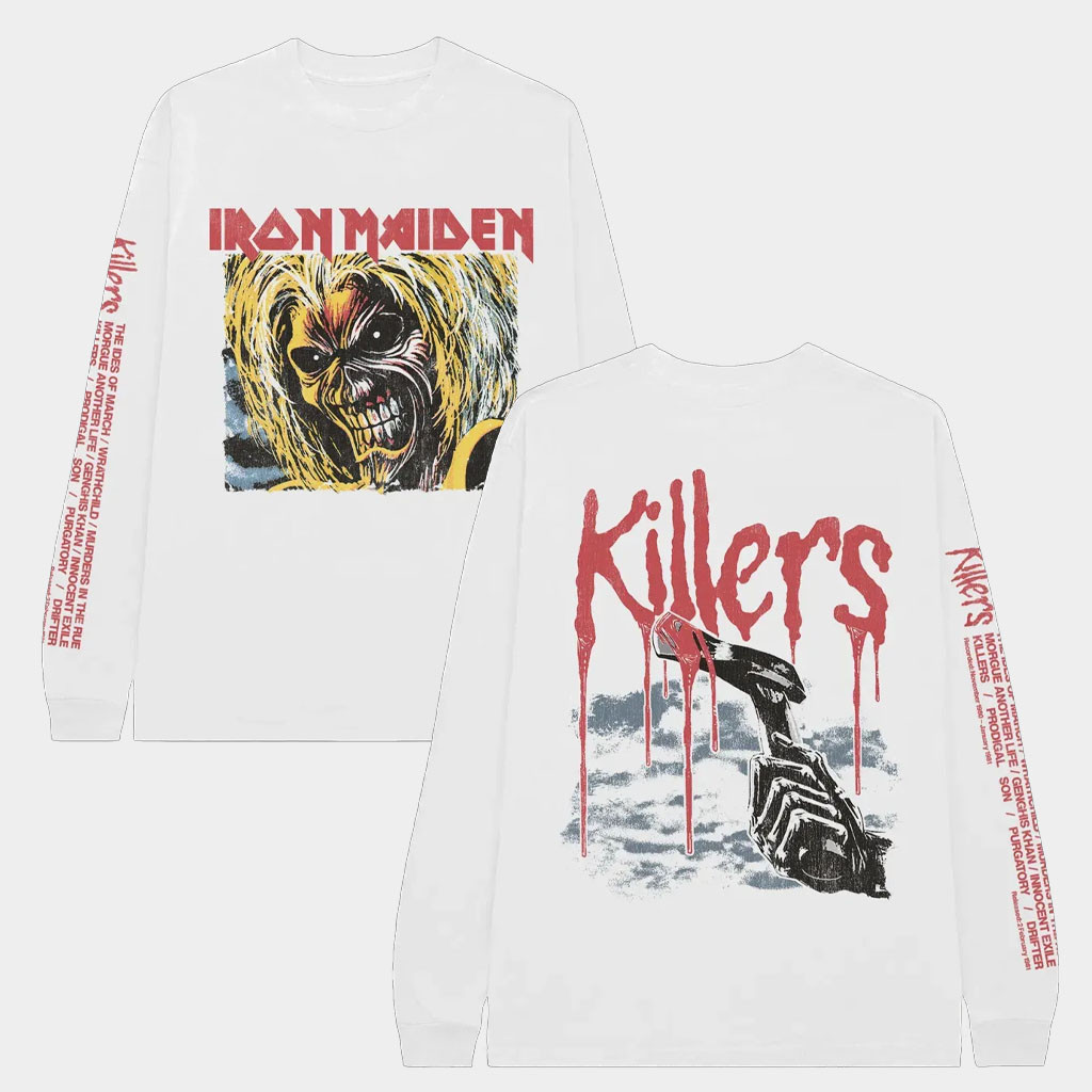 Iron Maiden Merch Killers 45 Axe Long Sleeve Shirt Iron Maiden Apparel Gifts For Band Fans