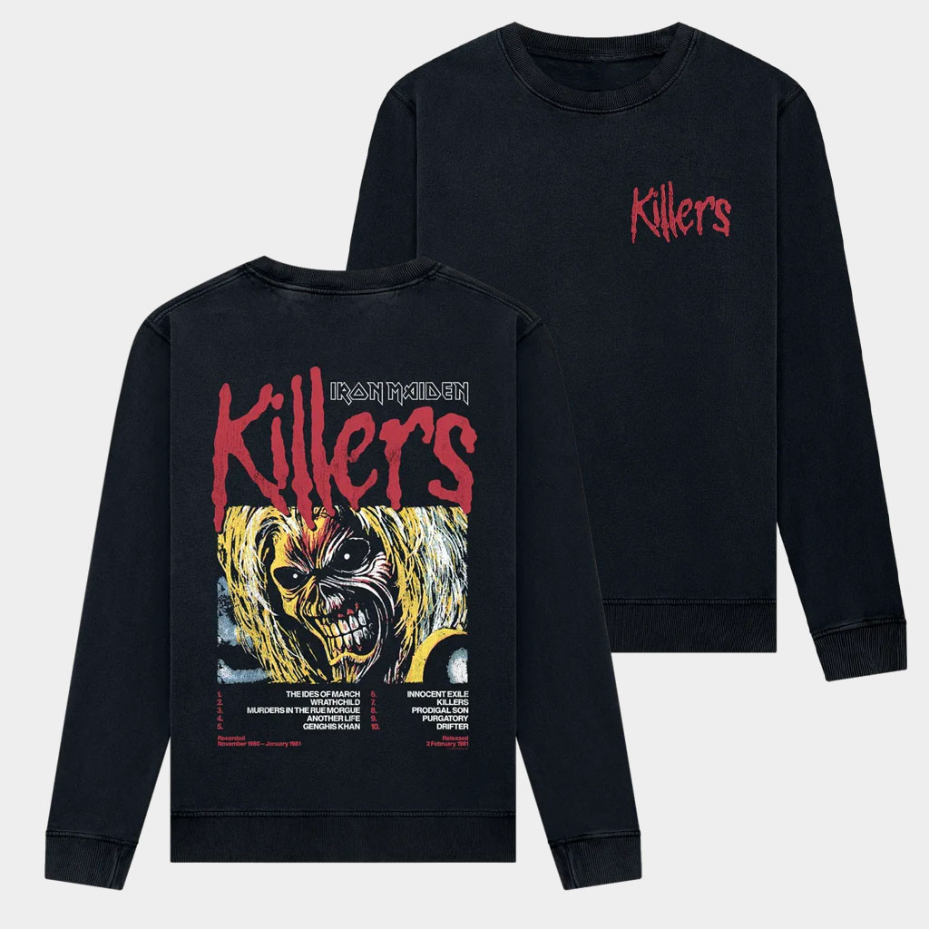 Iron Maiden Merch Killers 45 Tracklist Sweatshirt Iron Maiden Crewneck Presents For Music Lovers-1 Iron Maiden Merch Killers 45 Tracklist Sweatshirt Iron Maiden Crewneck Presents For Music Lovers-1
