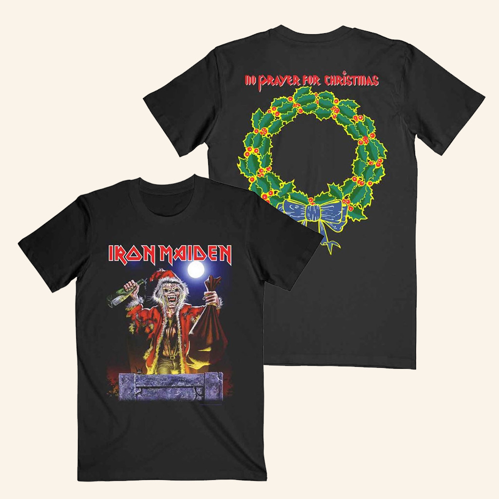 Iron Maiden Merch No Prayer For Christmas T-Shirt Cool Gifts For Music Lovers
