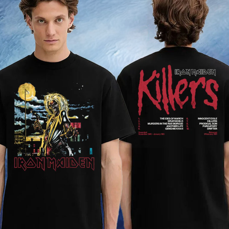 Iron Maiden Merch Tee Killers 45 Tracklist T-Shirt Iron Maiden Shirt Gifts For Fans