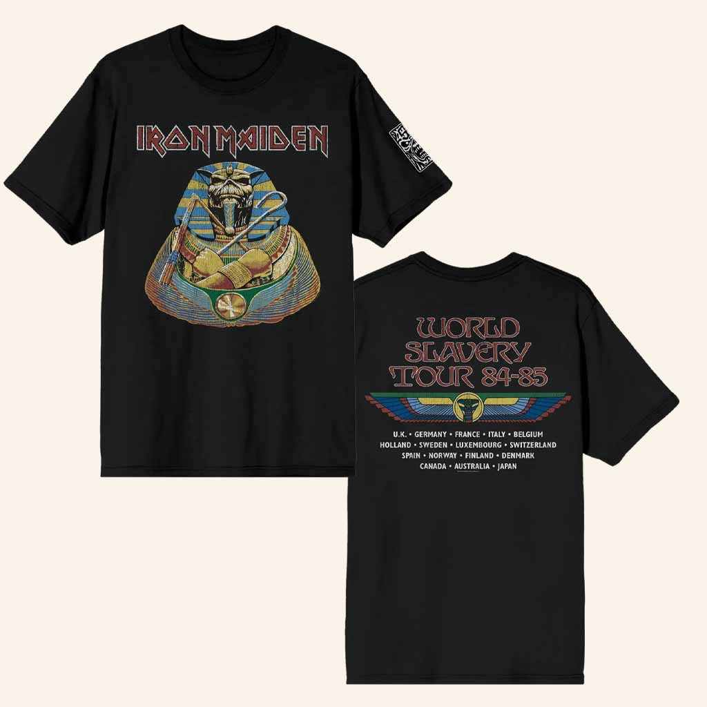 Iron Maiden Merch World Slavery Tour T-Shirt Music Related Gifts For Guys Iron Maiden Merch World Slavery Tour T-Shirt Music Related Gifts For Guys