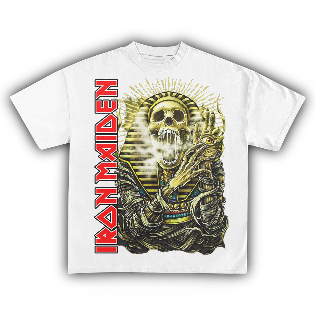 Iron Maiden Pharaoh Eddie White T-Shirt Iron Maiden Merch Gifts For Music Fans Iron Maiden Pharaoh Eddie White T-Shirt Iron Maiden Merch Gifts For Music Fans