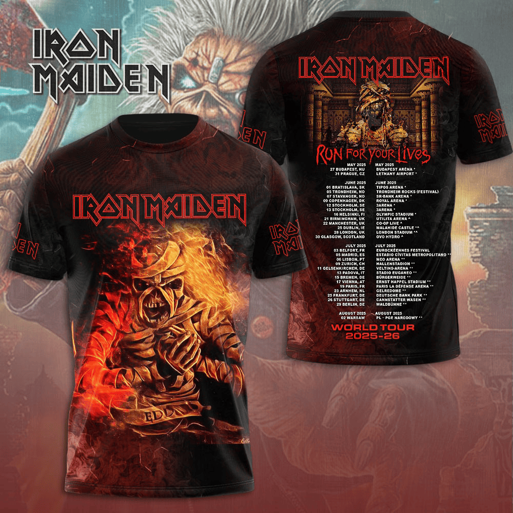 Iron Maiden Run For Your Lives 2025 T-Shirt Gifts For Music Lovers