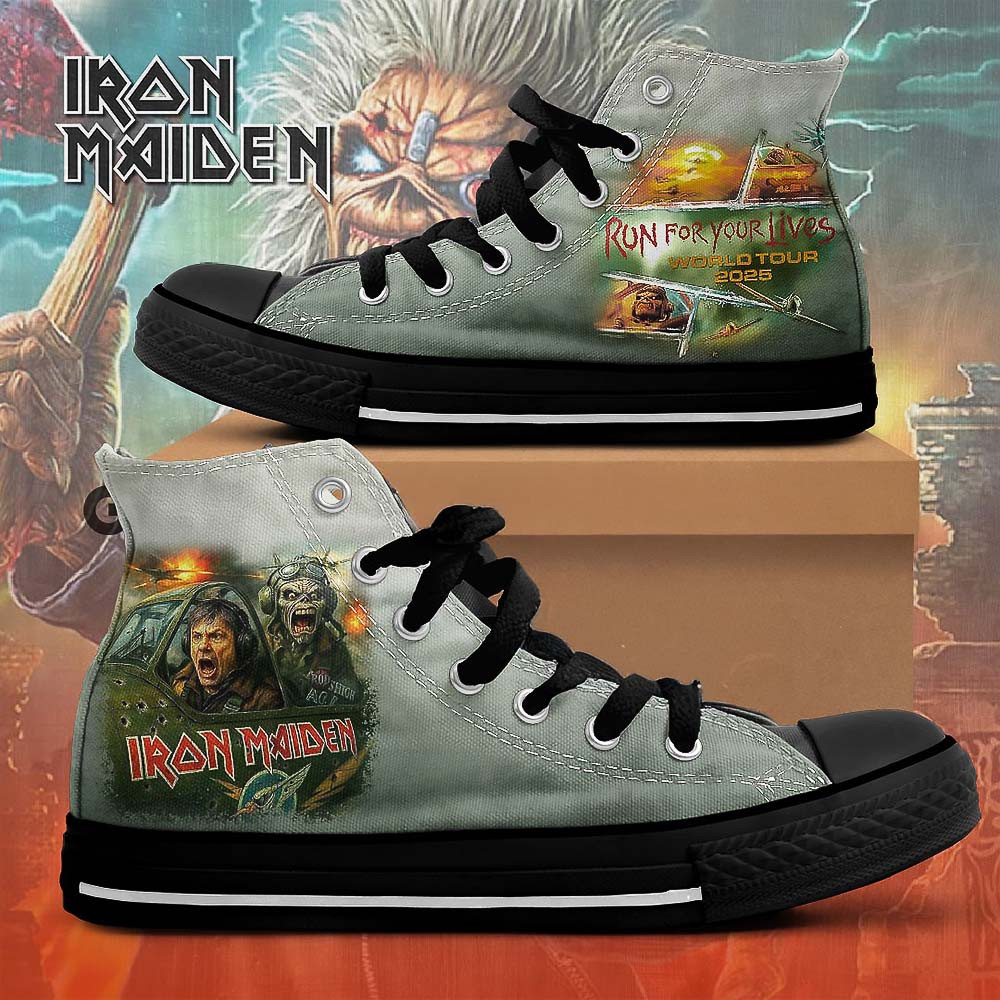 Iron Maiden Run For Your Lives High Top Canvas Shoes Gifts For Music Fans