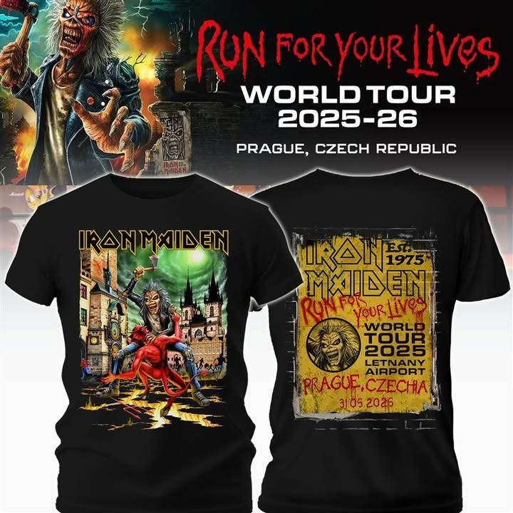 Iron Maiden Run For Your Lives T-Shirt Czech Republic World Tour 2025-2026 Fan Merch Gifts