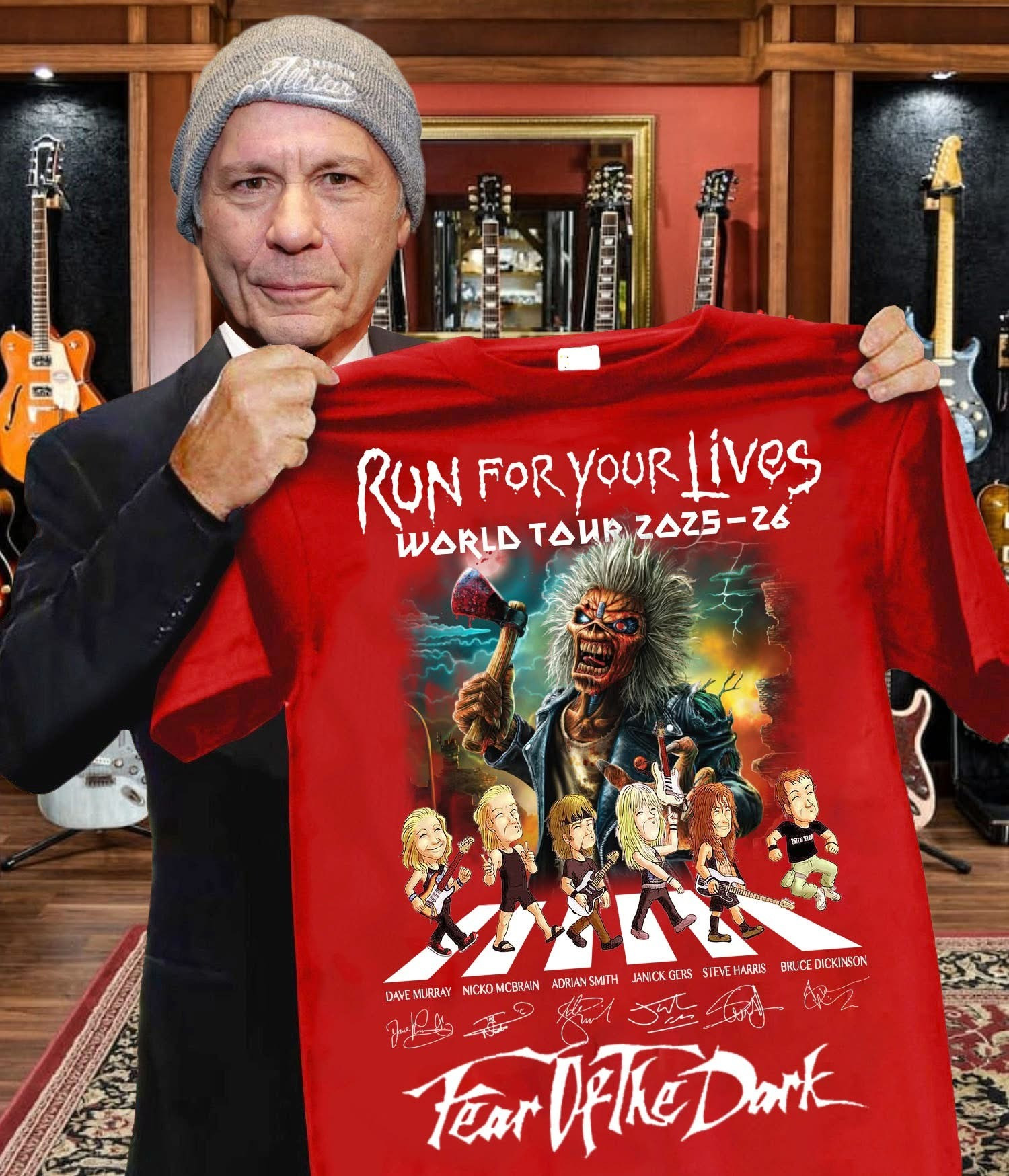 Iron Maiden Run For Your Lives Tour 2025-26 T-Shirt Chibi Fear Of The Dark Merch