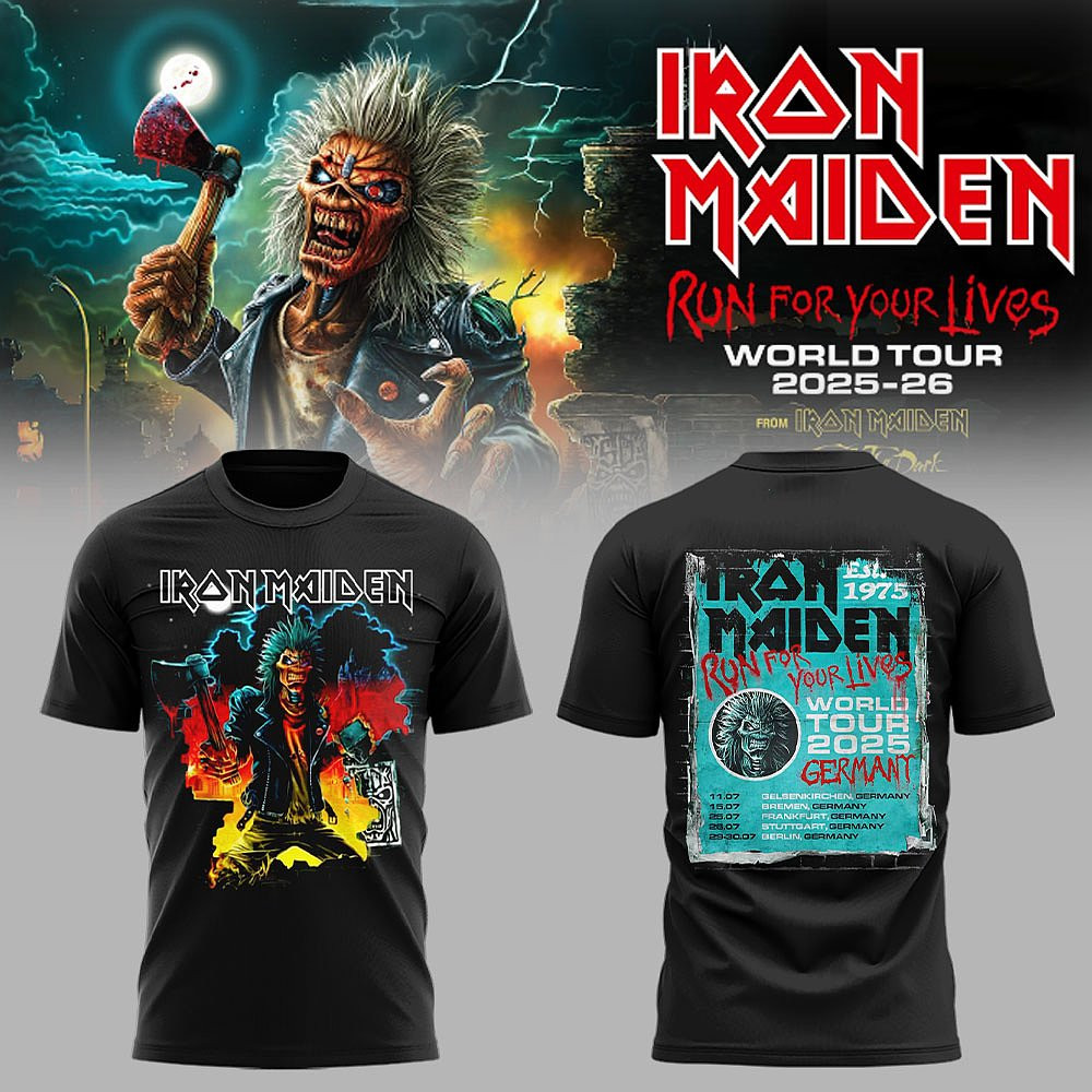 Iron Maiden Run For Your Lives World Tour 2025 Germany T-Shirt Best Gift For Music Fans