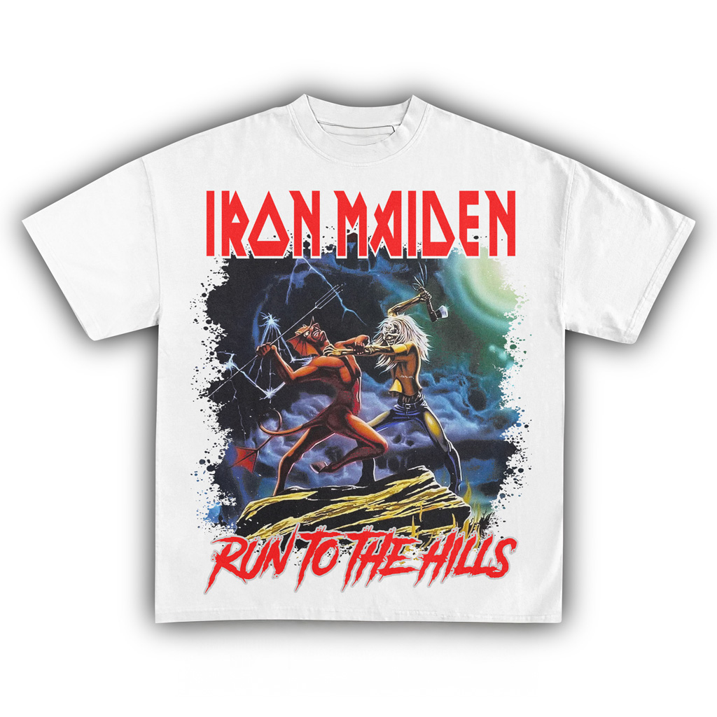 Iron Maiden Run To The Hills White T-Shirt Iron Maiden Merch Christmas Gifts For Husband Iron Maiden Run To The Hills White T-Shirt Iron Maiden Merch Christmas Gifts For Husband