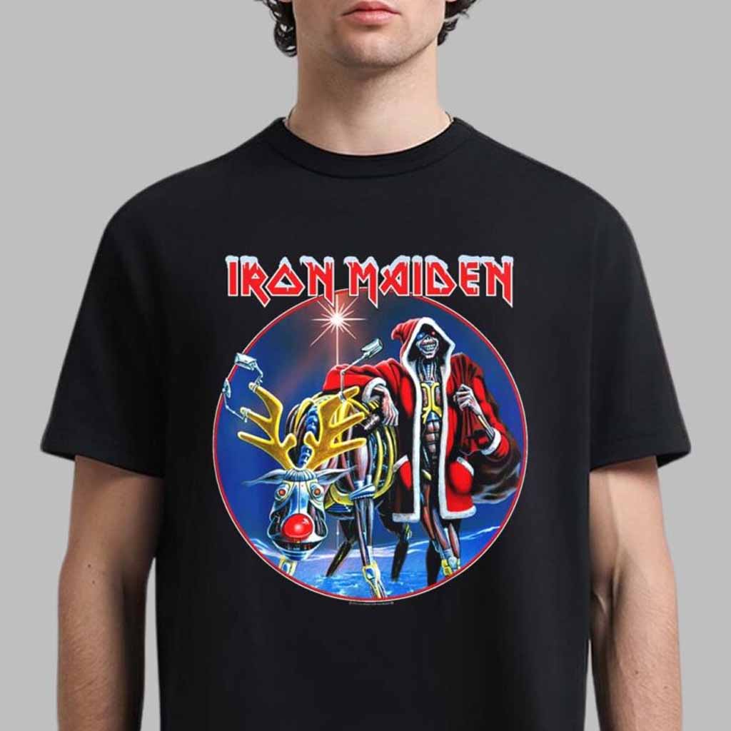 Iron Maiden SIT Xmas 2024 Santa Eddie With Reindeer Art T-Shirt Iron Maiden Merch Gifts For Band Fans Iron Maiden SIT Xmas 2024 Santa Eddie With Reindeer Art T-Shirt Iron Maiden Merch Gifts For Band Fans