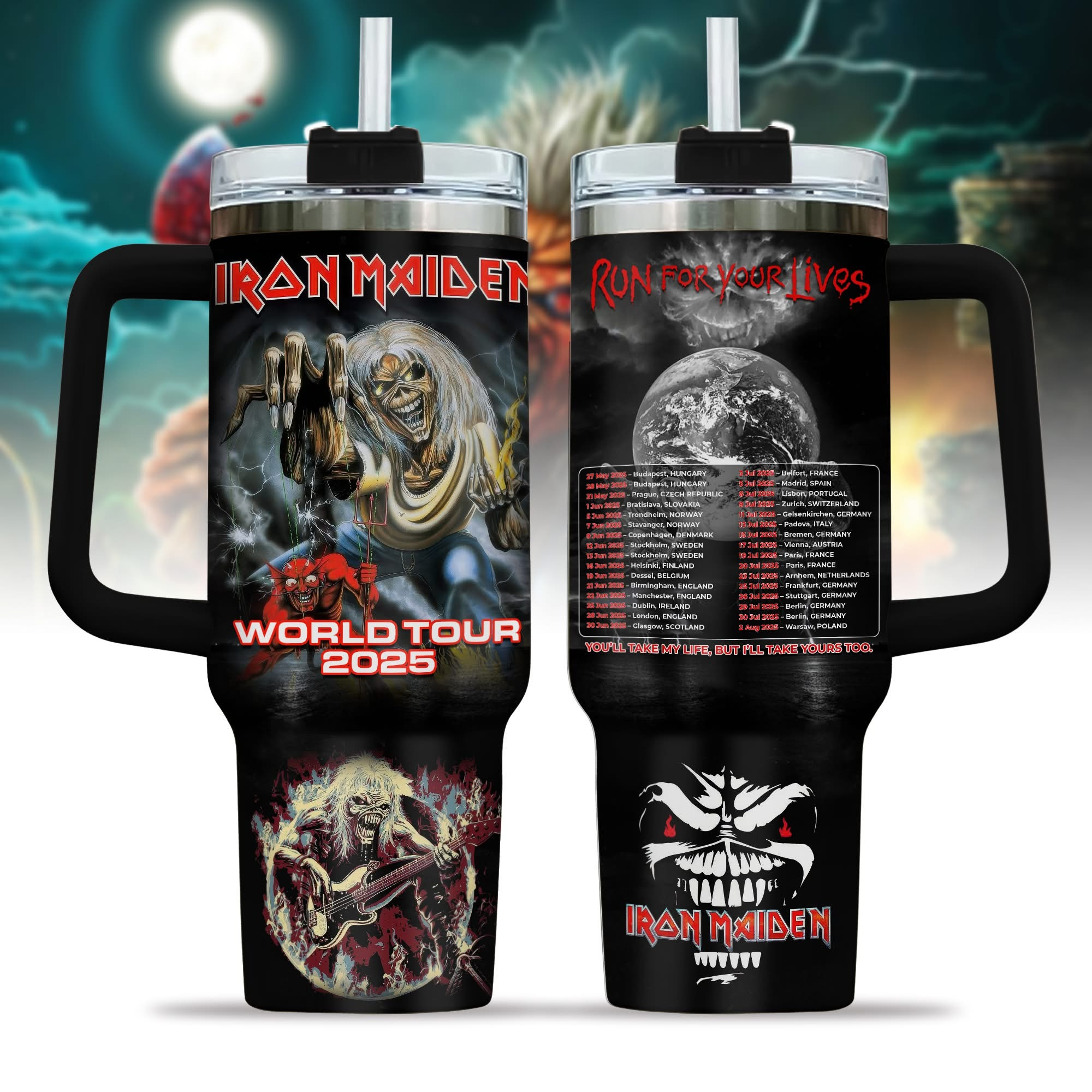 Iron Maiden World Tour 2025 Tumbler Iron Maiden Concert Merchandise Gifts For Fans