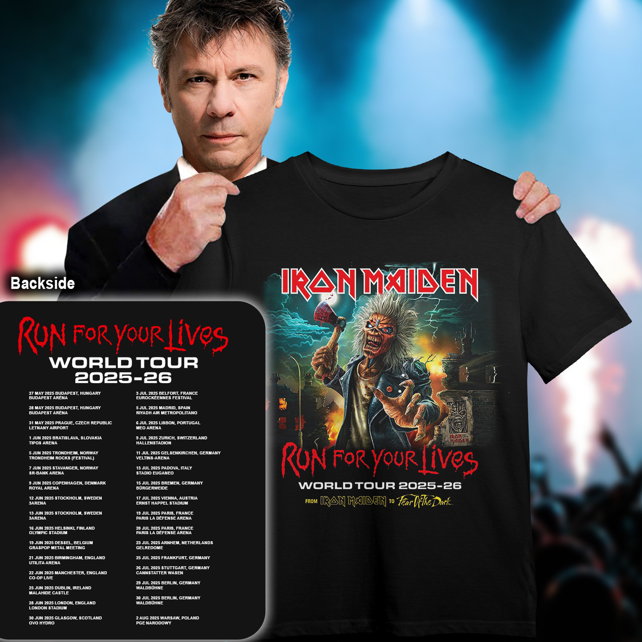 Iron Maiden World Tour 25-26 Limited Run For Your Life Black T-Shirt Gifts For Music Lovers