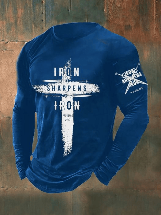 Iron Sharpens Iron Long Sleeve Shirt Christian Themed Bible Verse Gifts For Christians