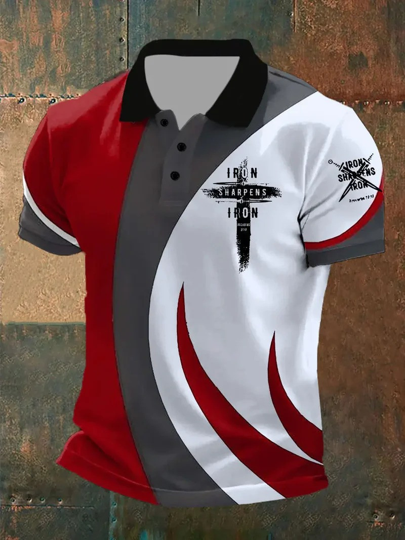 Iron Sharpens Iron Proverbs 27 17 Polo Shirt Christian Faith Apparel Bible Verse Gift For Brothers