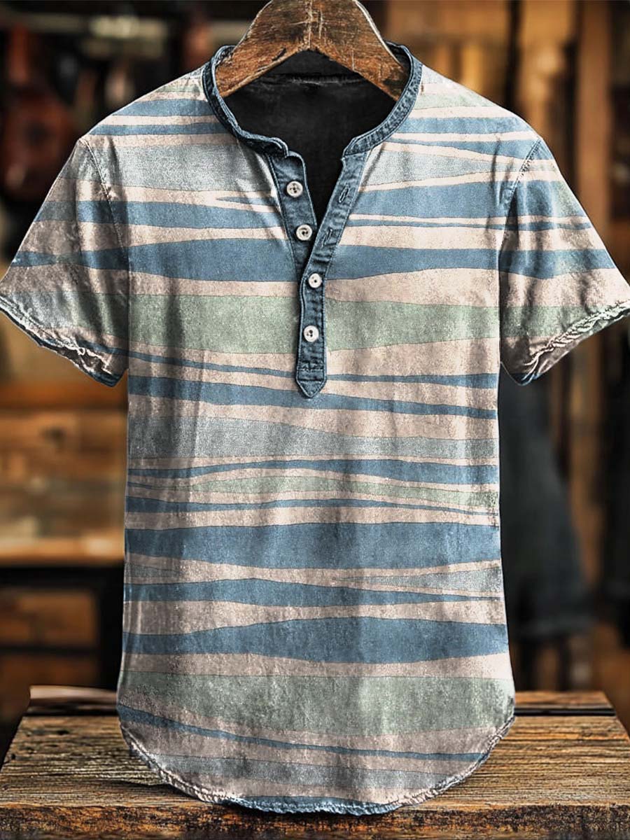 Irregular Stripe Print Short Sleeve Polo Shirt Halloween Day Gift Ideas For Dad