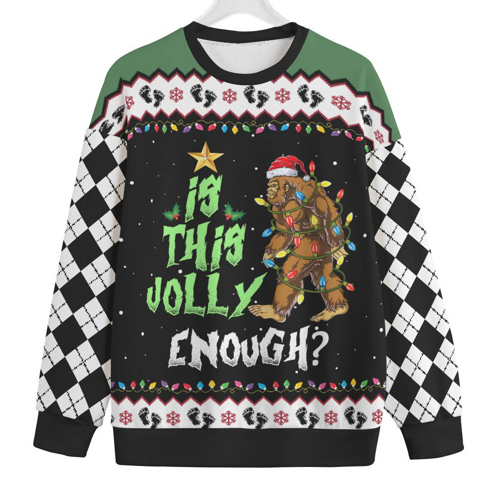 Is This Jolly Enough Bigfoot Big And Tall Ugly Christmas Sweater Lovely Christmas Sweater Gift for Mom or Grandma
