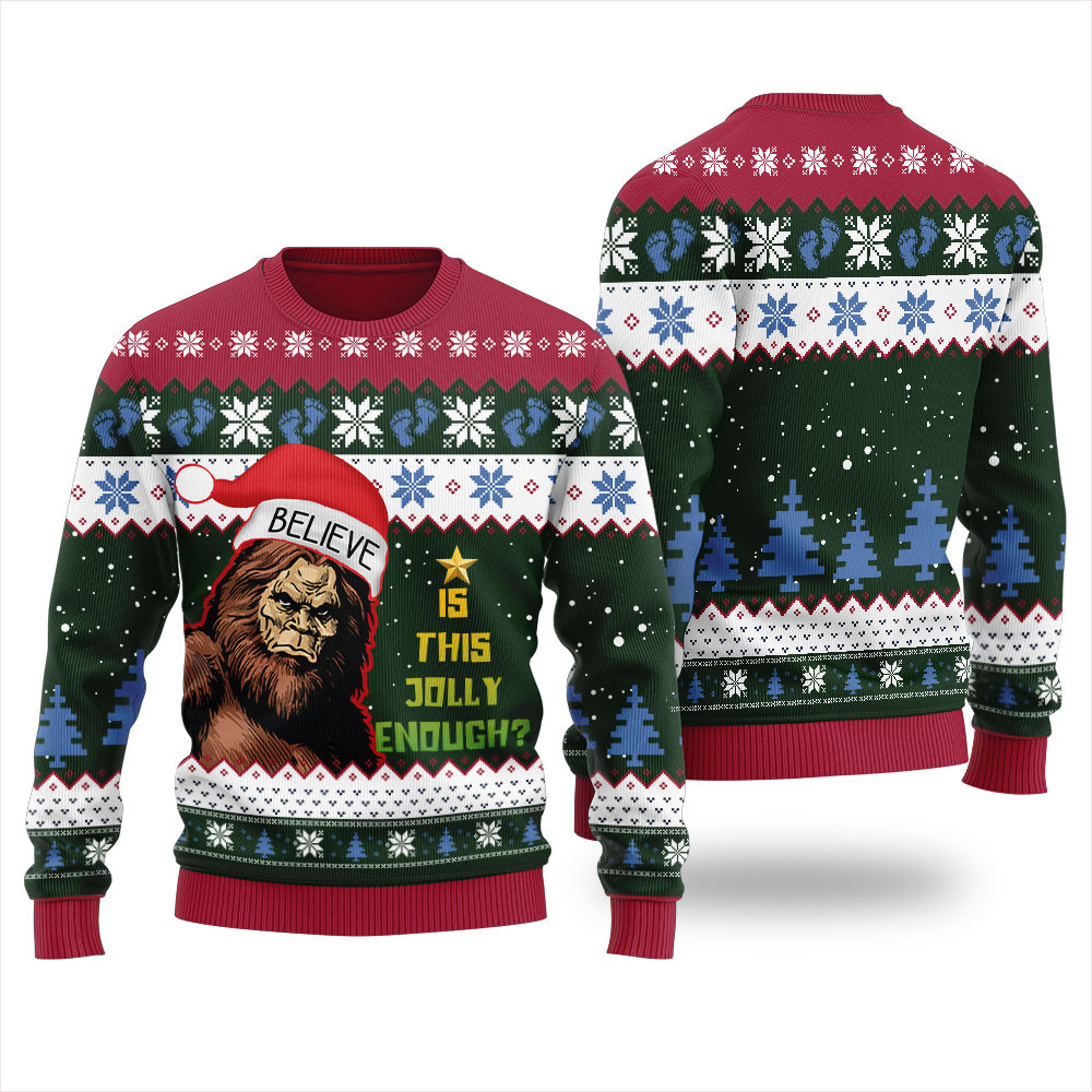 Is This Jolly Enough Bigfoot Thanksgiving Sweater Best Gift Idea for Christmas Enthusiasts