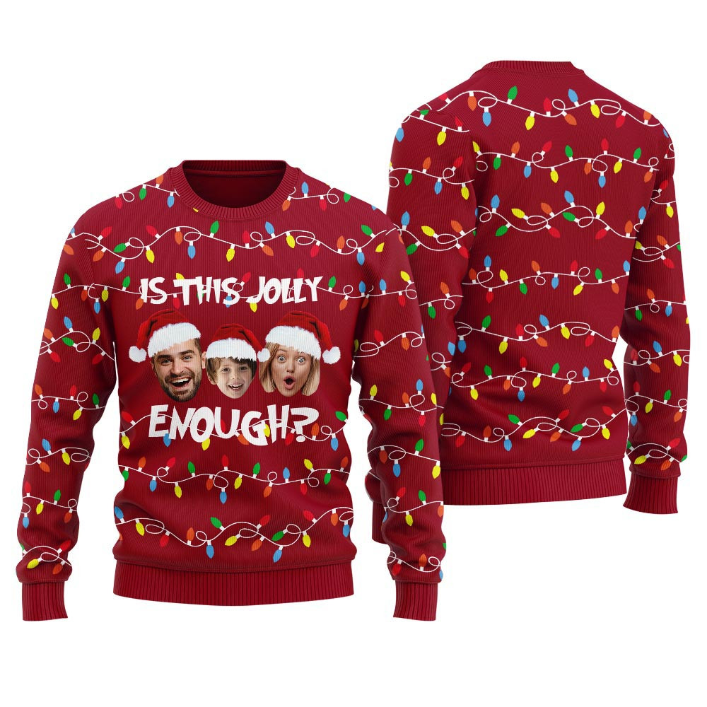 Is This Jolly Enough Custom Family Ugly Sweater For Women Holiday Sweaters For Men