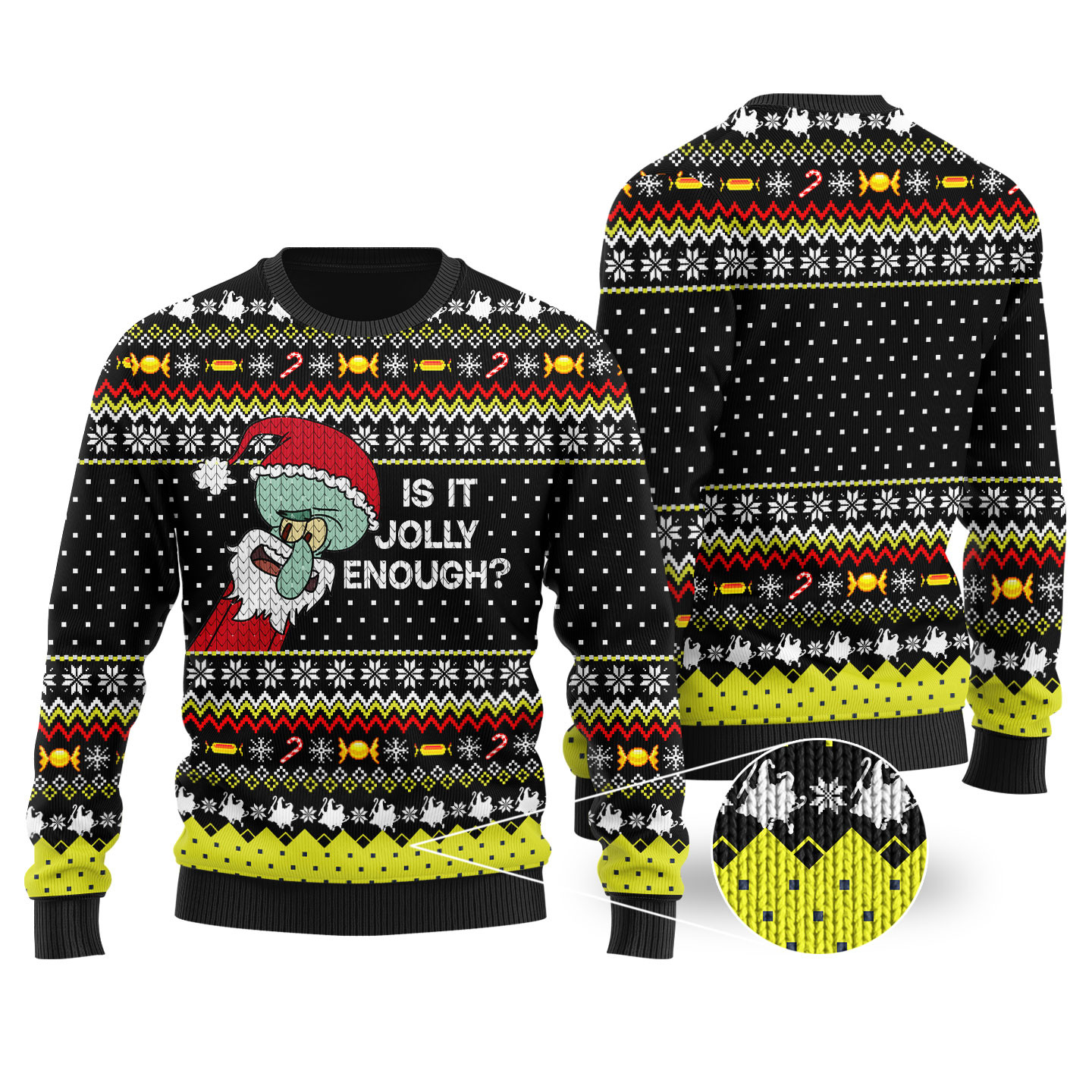 Is This Jolly Enough Funny Ugly Christmas Sweater Black Comfortable Holiday Sweater for Chilly Nights