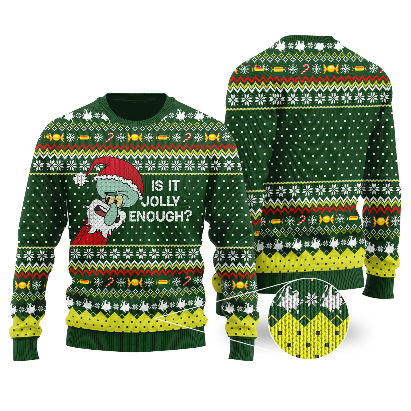 Is This Jolly Enough Funny Ugly Christmas Sweater Forest Green Festive Sweatshirt for Christmas Celebrations