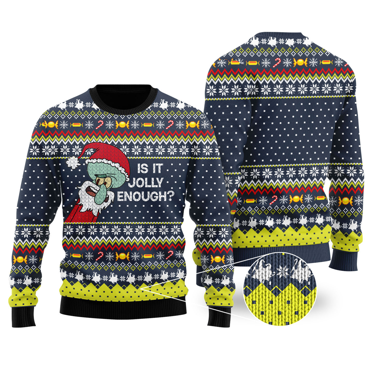 Is This Jolly Enough Funny Ugly Christmas Sweater Navy Perfect Gift Sweater for Friends and Family