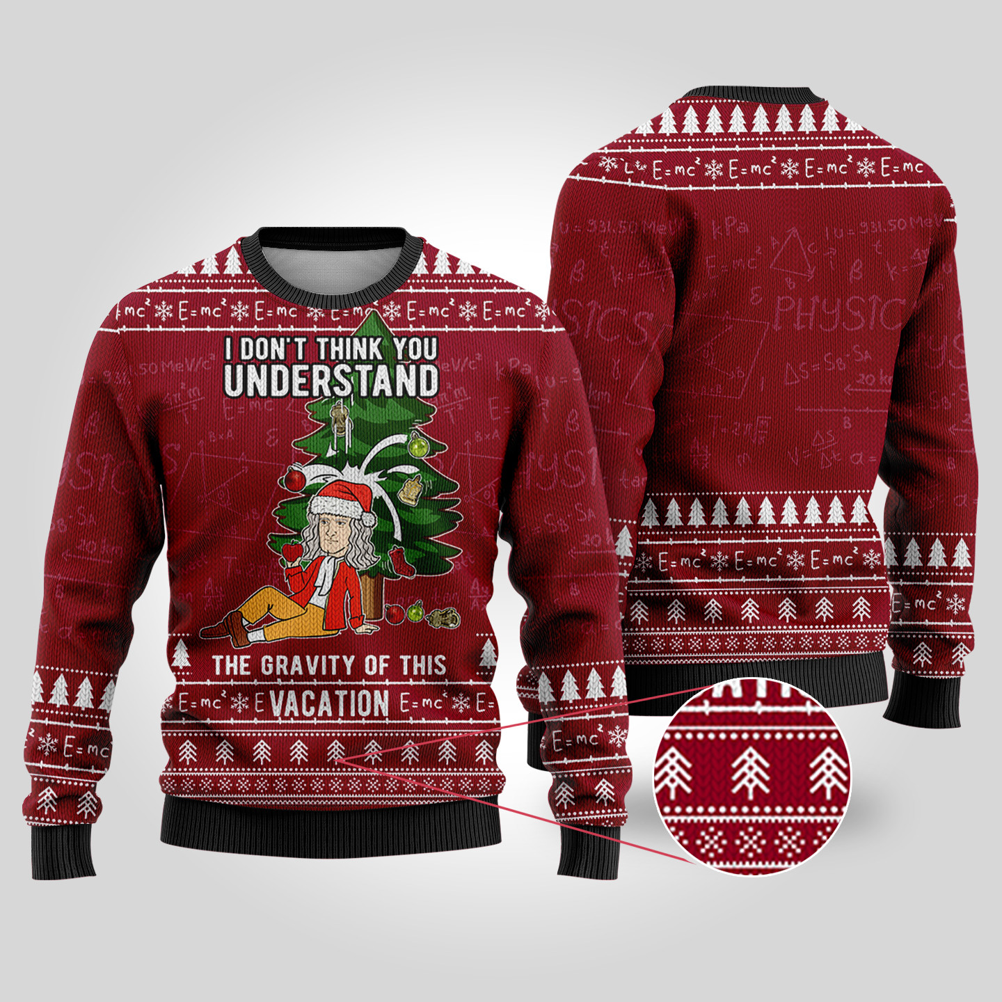 Isaac Newton Science Ugly Christmas Sweater Cardinal Red Custom Christmas Sweatshirt for Family Matching